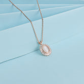 925 Sterling Silver Rose Gold Plated Daily Ware Moonstone Pendant Necklace